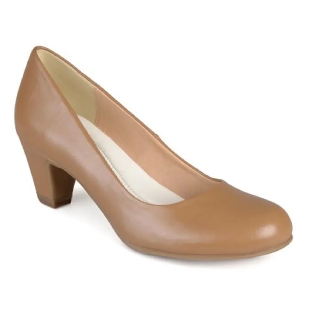 Journee Collection Womens Luu Heels Pumps Faux Leather Light Brown 9.5M New